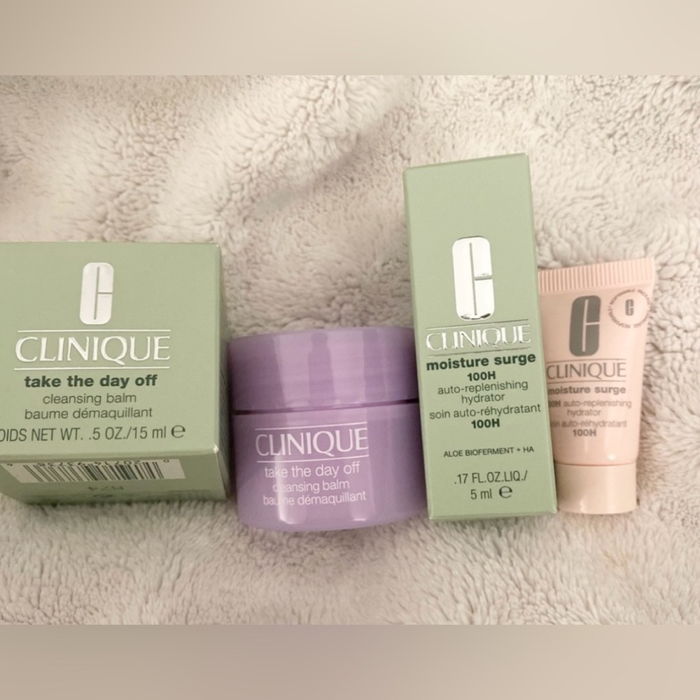 Clinique take the day off facial cleansing balm .5 oz. & moisture surge 17 oz.